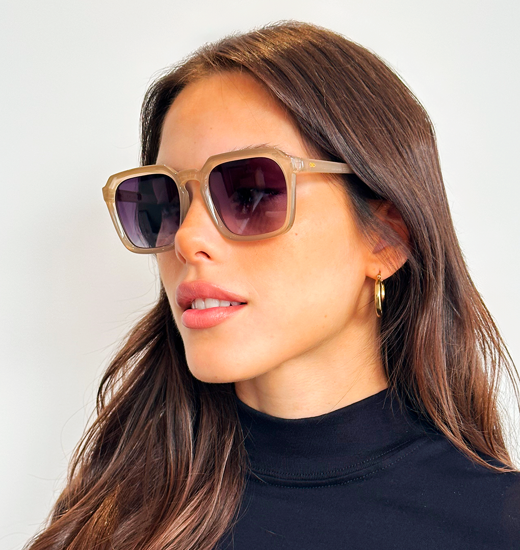 Óculos de sol Monaco - marrom leitoso - lente degradada cinza