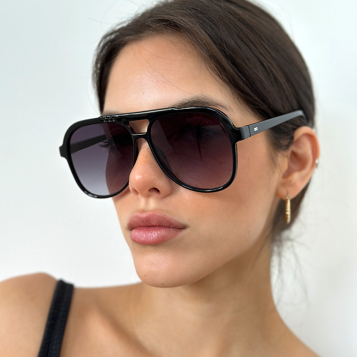 Óculos de sol triple Xxx - Preto Brilhante - lente degradada cinza