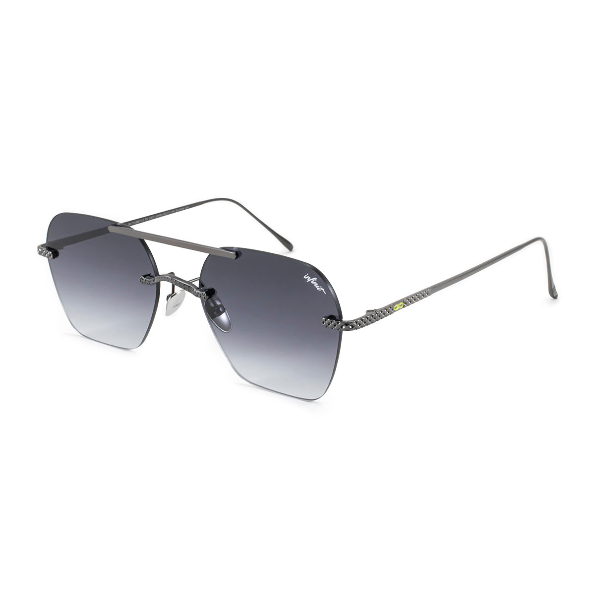 ÓCULOS DE SOL Aero Lyon Metal Premium Series - Prata Preta - Lente gradiente de fumaça