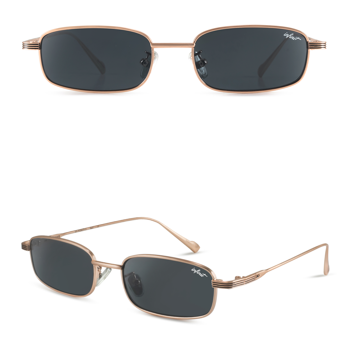 ÓCULOS DE SOL Bari - Dourado Rosa - Lente Cinza