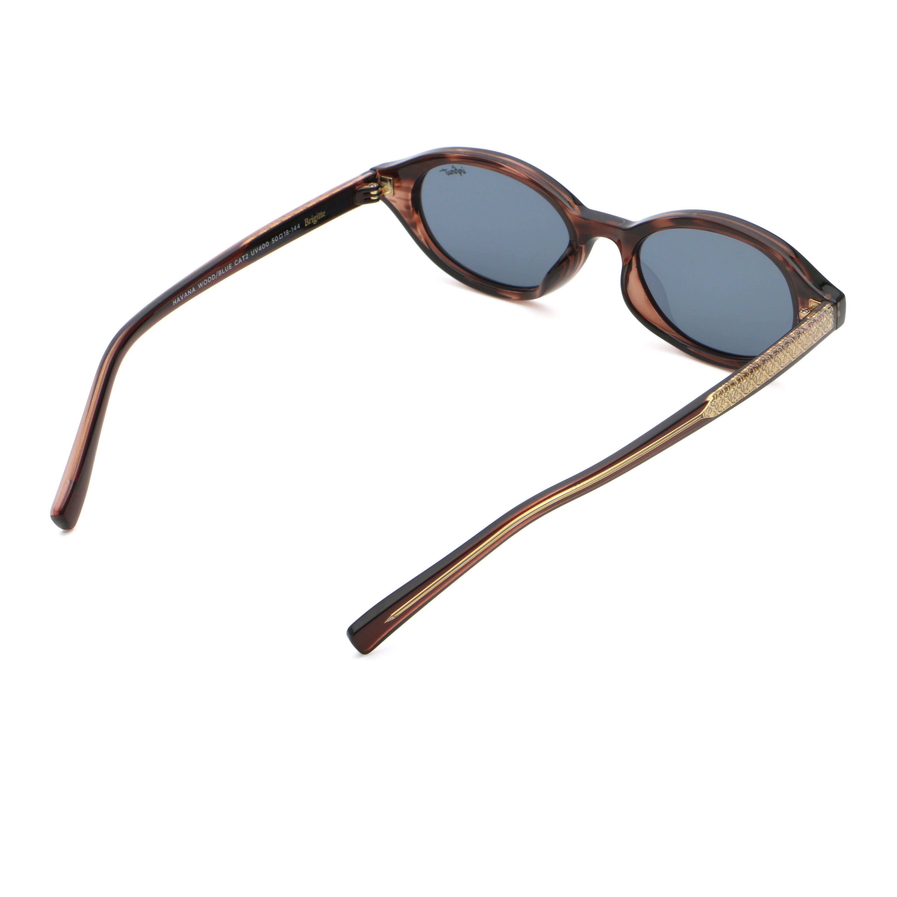 ÓCULOS DE SOL Brigitte - Havana Wood - Lente Azul