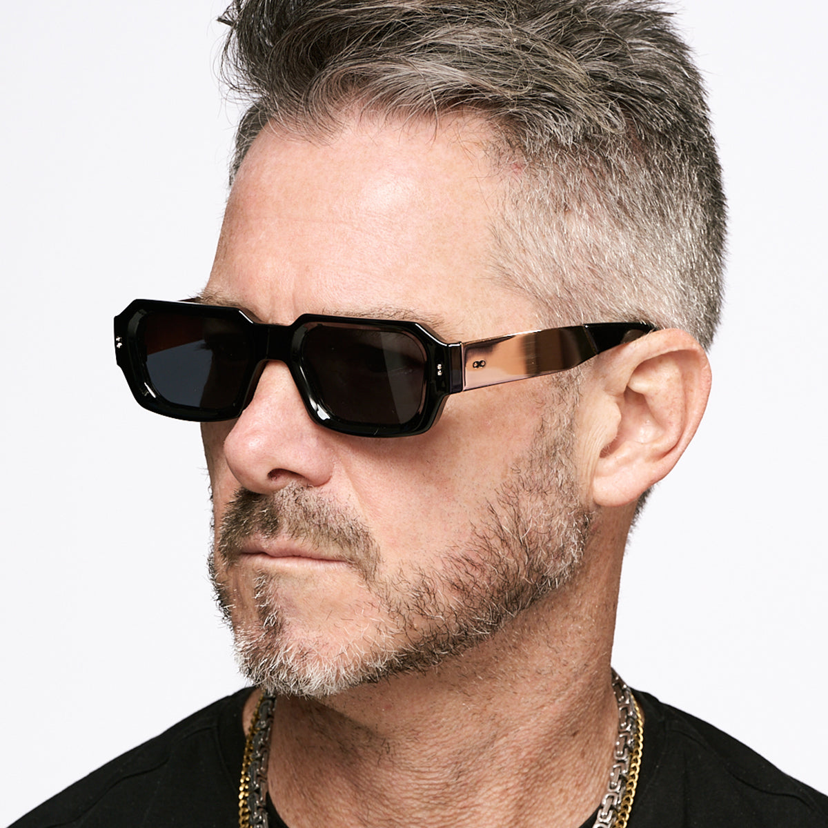 ÓCULOS DE SOL Bronx - Preto Brilhante Metal - Lente Cinza