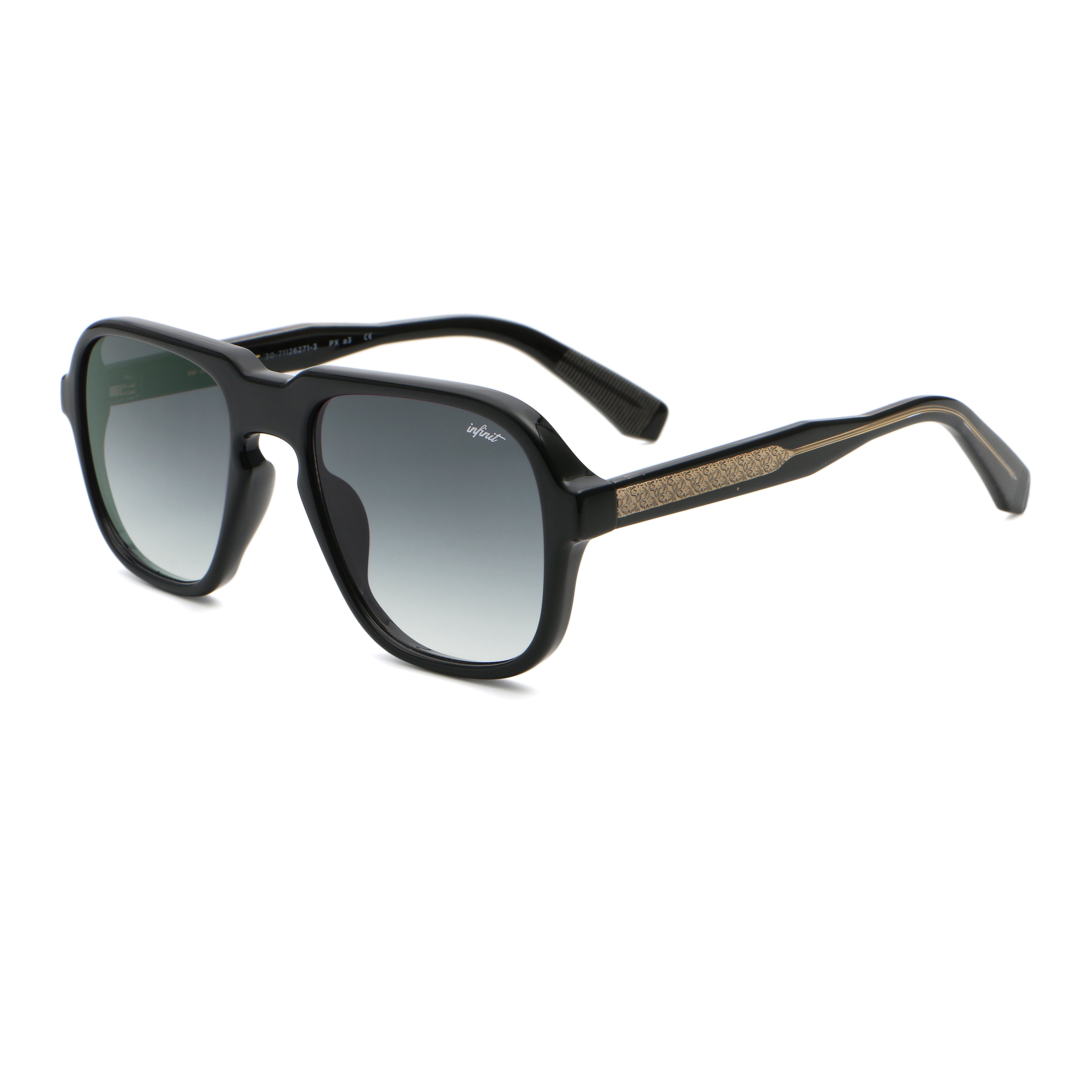 ÓCULOS DE SOL Burdeos - Preto Brilhante - Lente Cinza Degradada