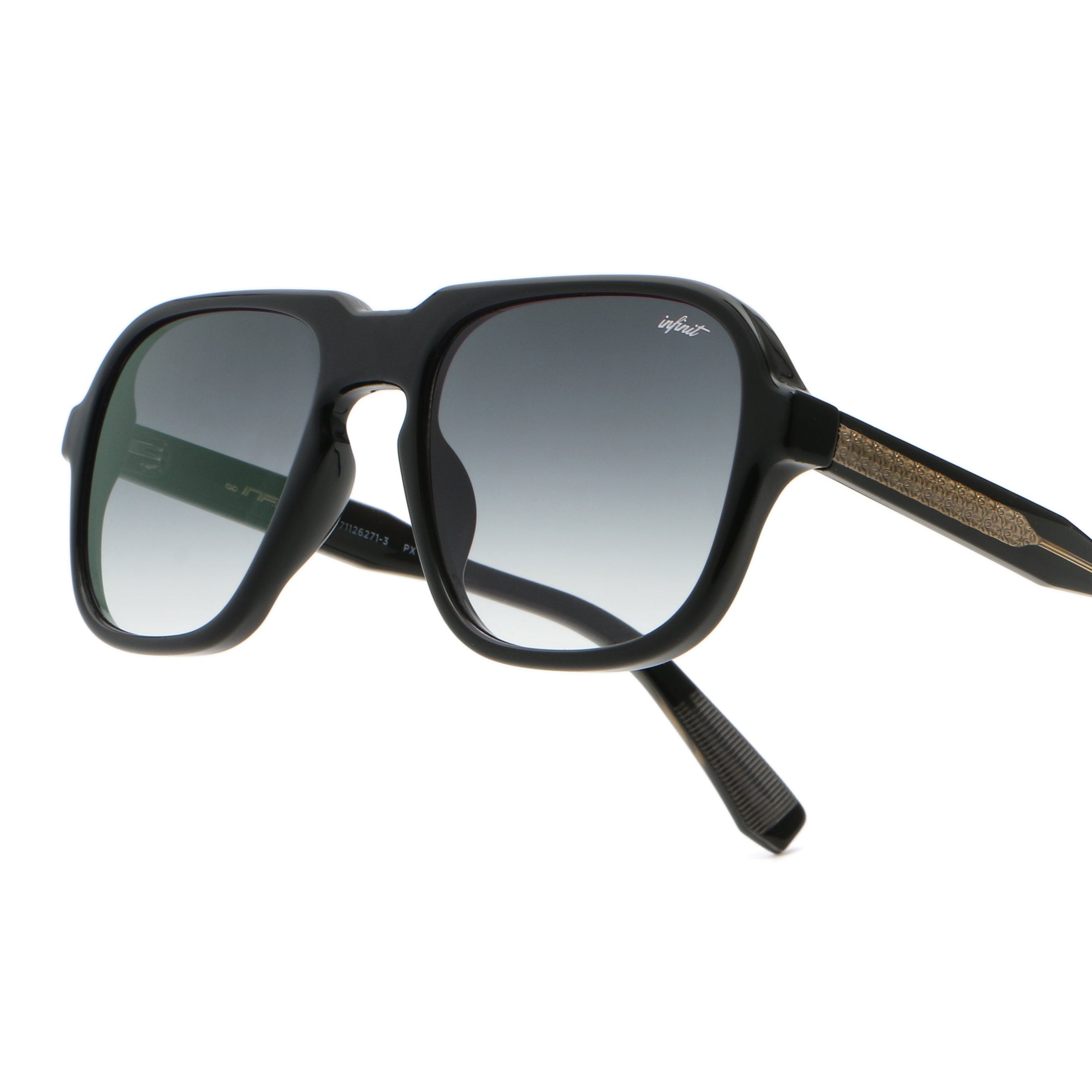 ÓCULOS DE SOL Burdeos - Preto Brilhante - Lente Cinza Degradada