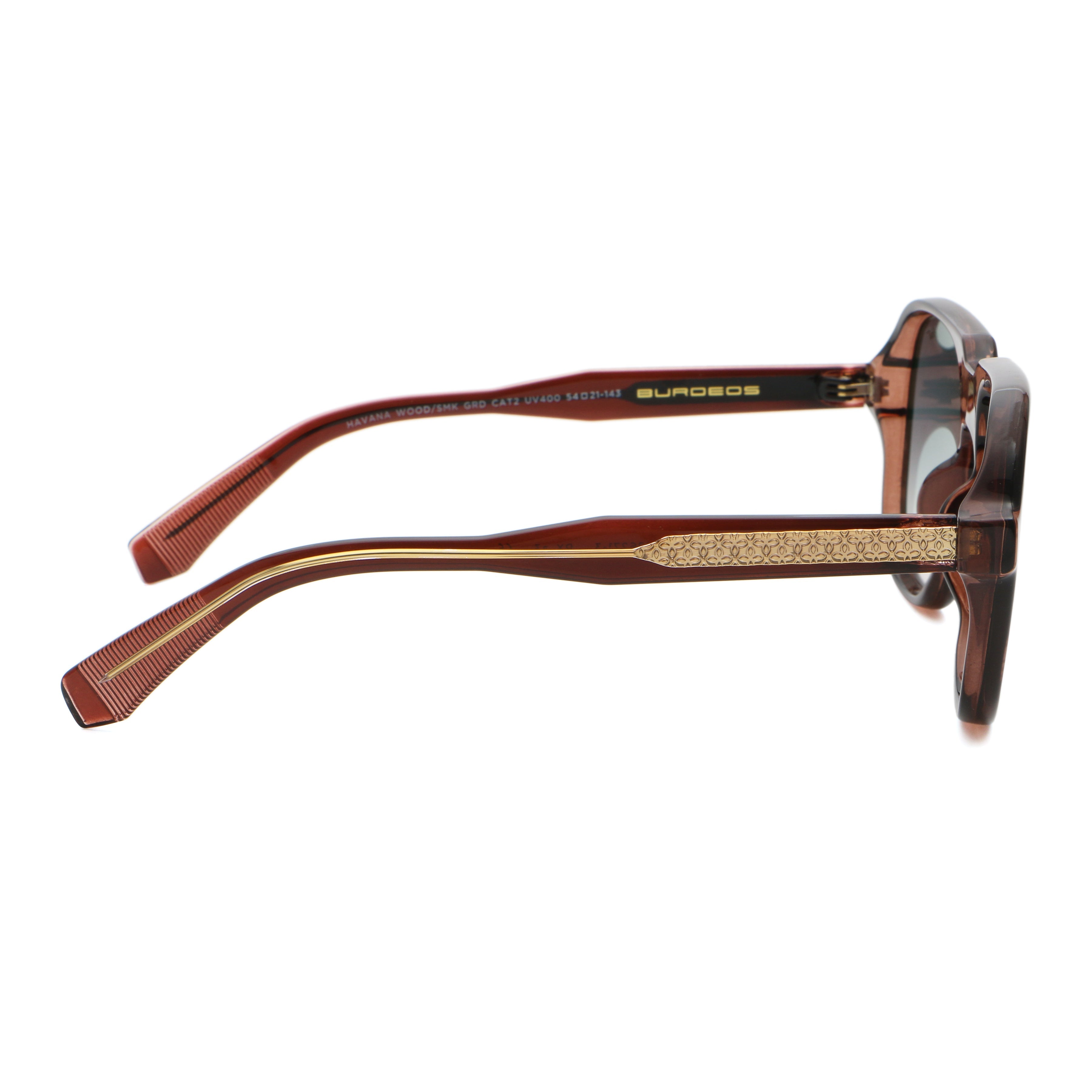 ÓCULOS DE SOL Burdeos - Havana Wood - Lente Cinza Degradada