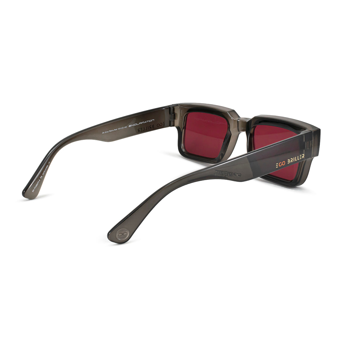 ÓCULOS DE SOL EXCLAMATION - DK CINZA - VERMELHO RETRÔ ECO SUSTENTÁVEL