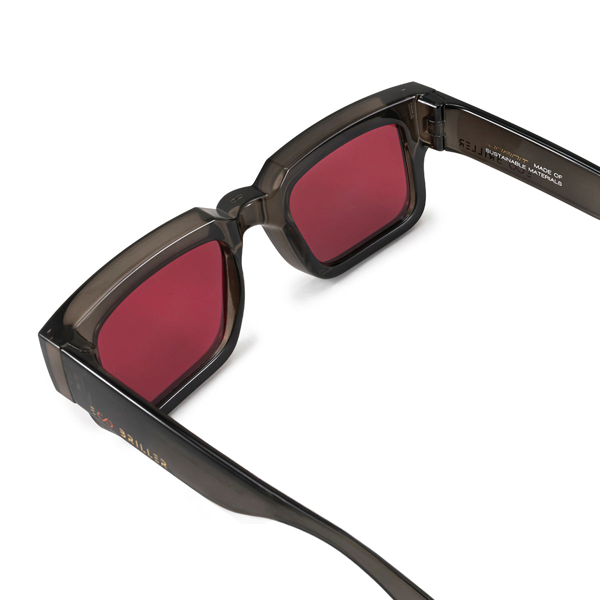 ÓCULOS DE SOL EXCLAMATION - DK CINZA - VERMELHO RETRÔ ECO SUSTENTÁVEL