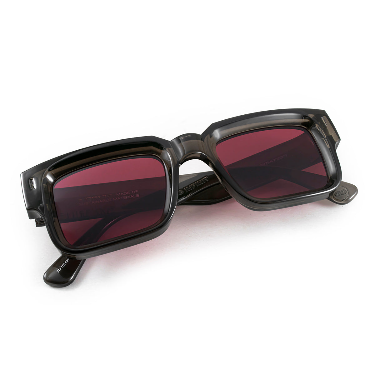 ÓCULOS DE SOL EXCLAMATION - DK CINZA - VERMELHO RETRÔ ECO SUSTENTÁVEL