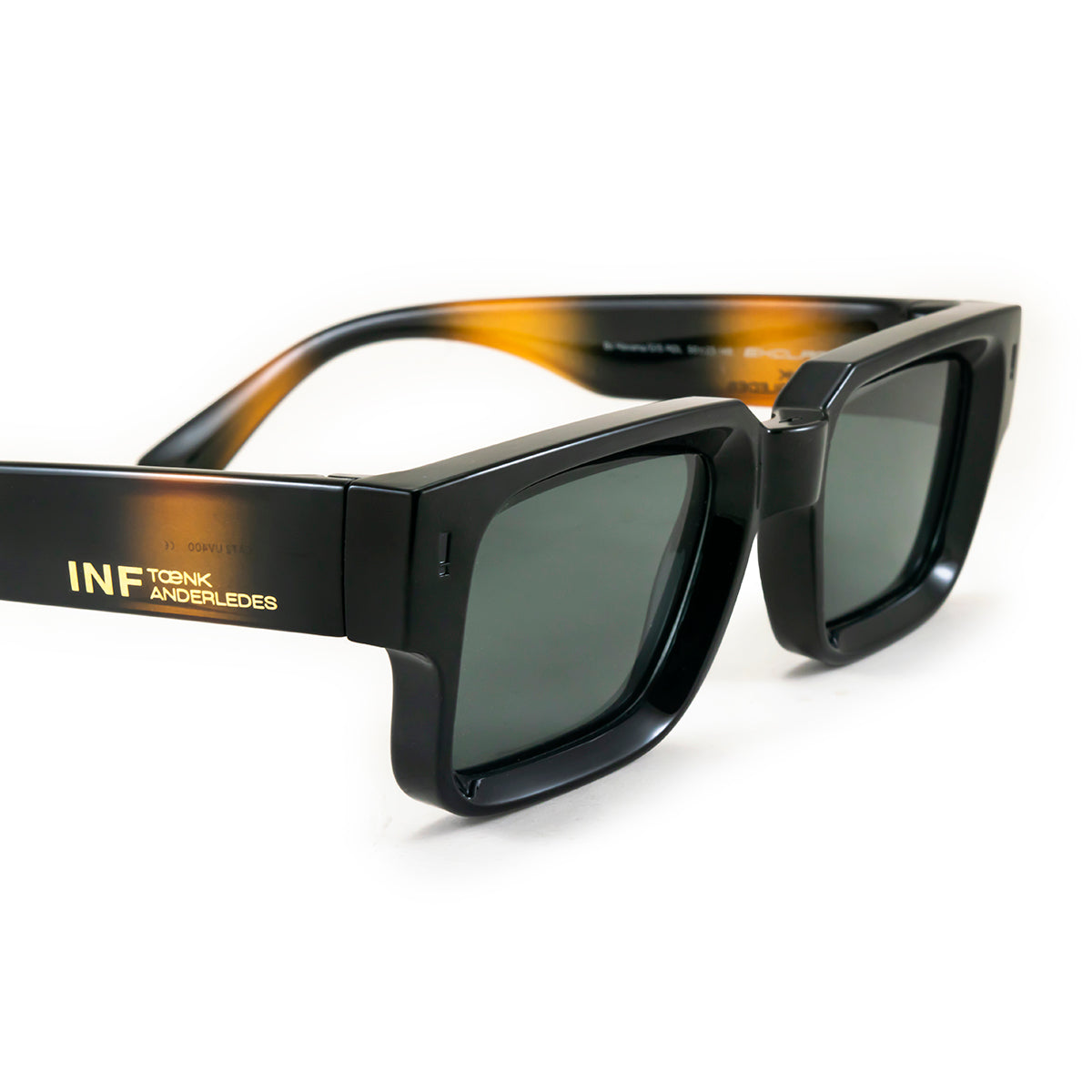 Óculos de sol EXCLAMATION - Tartaruga Preto Brilhante - Lente Polarizada Verde
