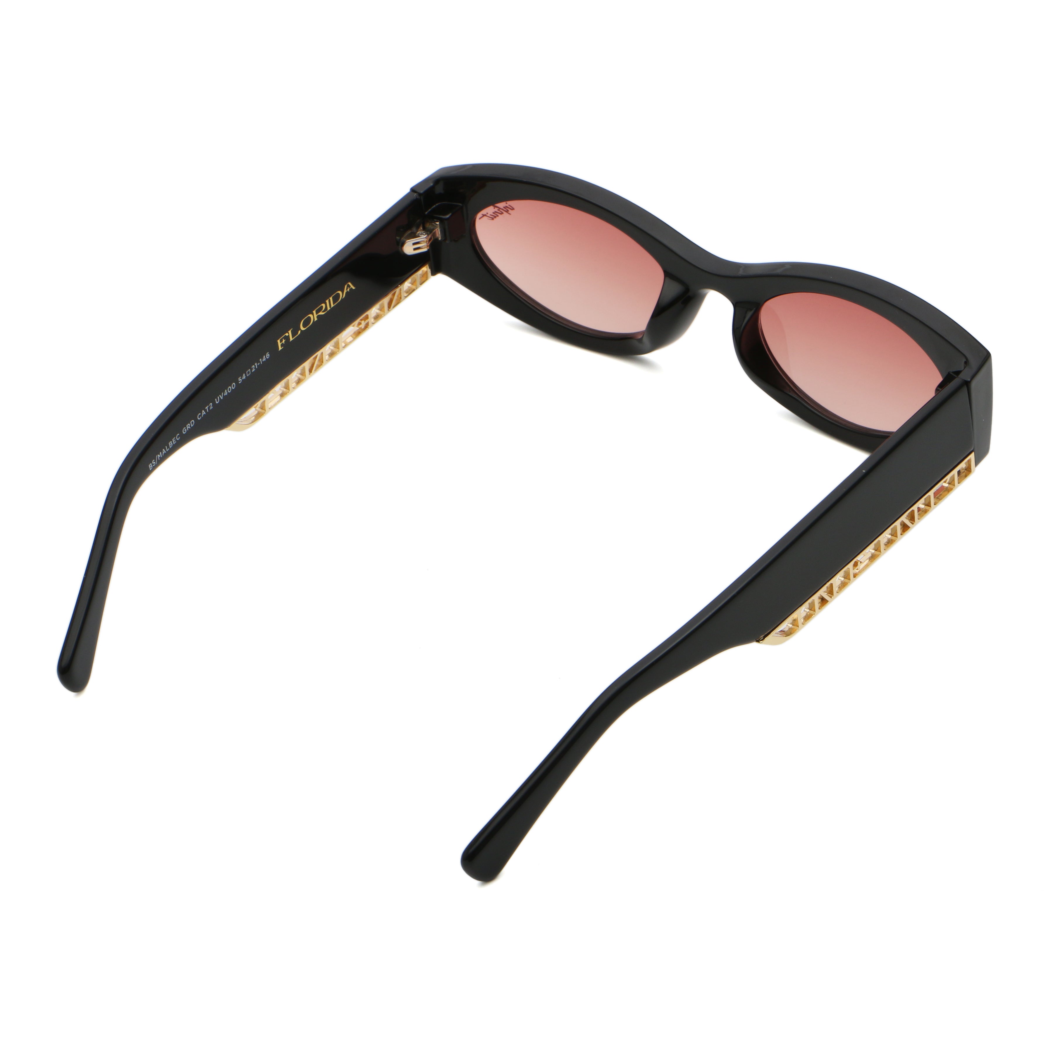 ÓCULOS DE SOL Florida - Preto Brilhante - Lente Malbec Degradada