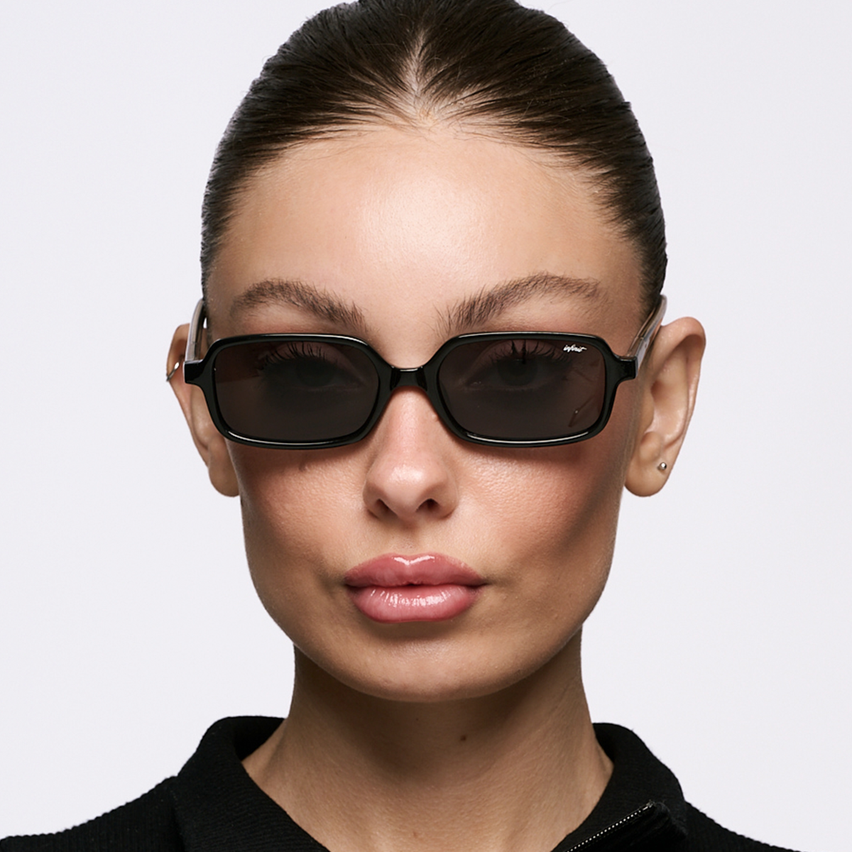 ÓCULOS DE SOL Glyze - Preto Brilhante - Lente Cinza