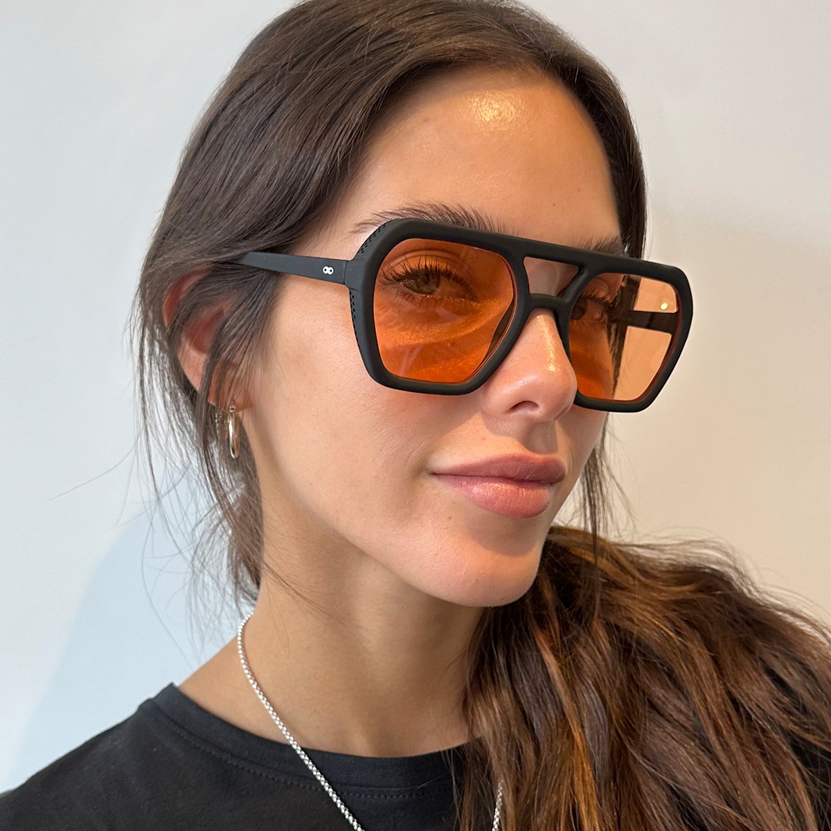 Óculos de sol Lyon - preto fosco - lente laranja