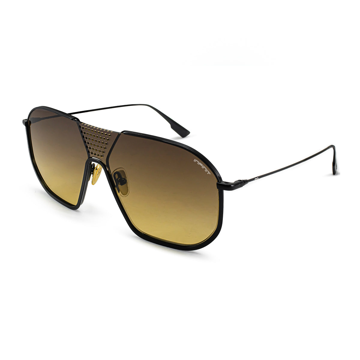 ÓCULOS DE SOL Indianapolis - Luxury Series - Preto Brilhante - Lente degradada Marrom Dourado