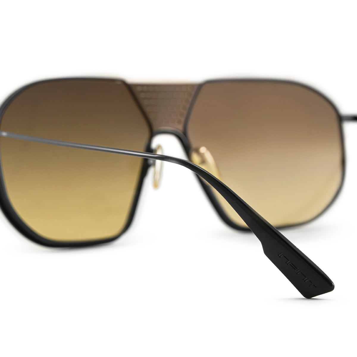 ÓCULOS DE SOL Indianapolis - Luxury Series - Preto Brilhante - Lente degradada Marrom Dourado