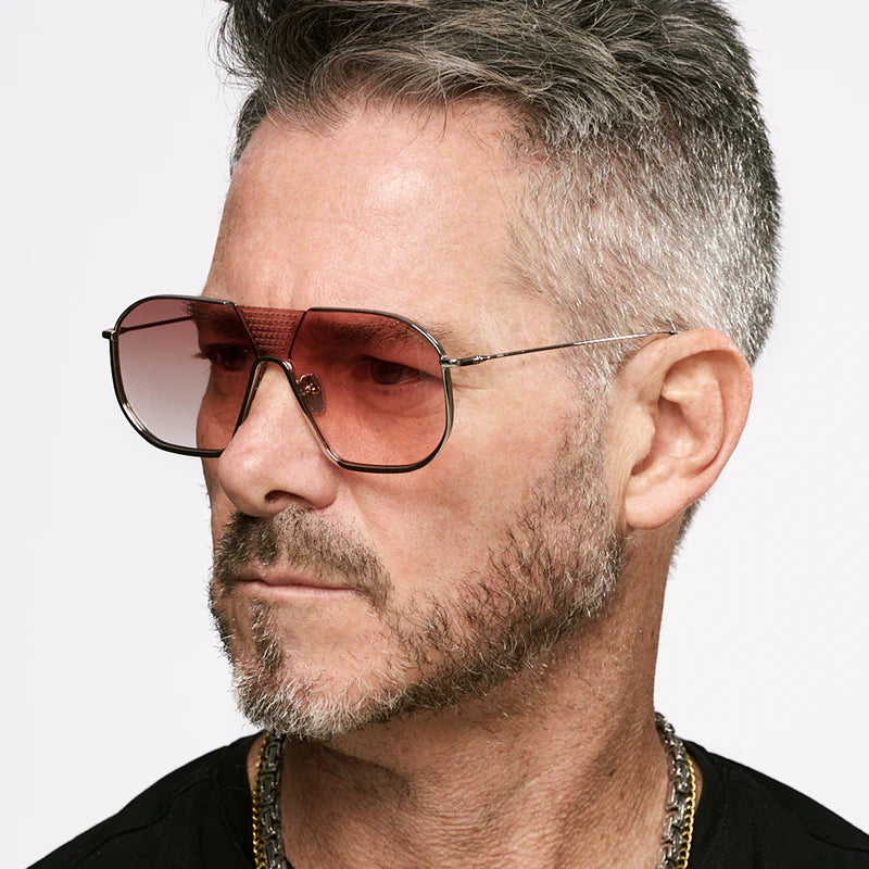 Óculos de sol Indianápolis - Luxury Series - Prata - Lente pêssego