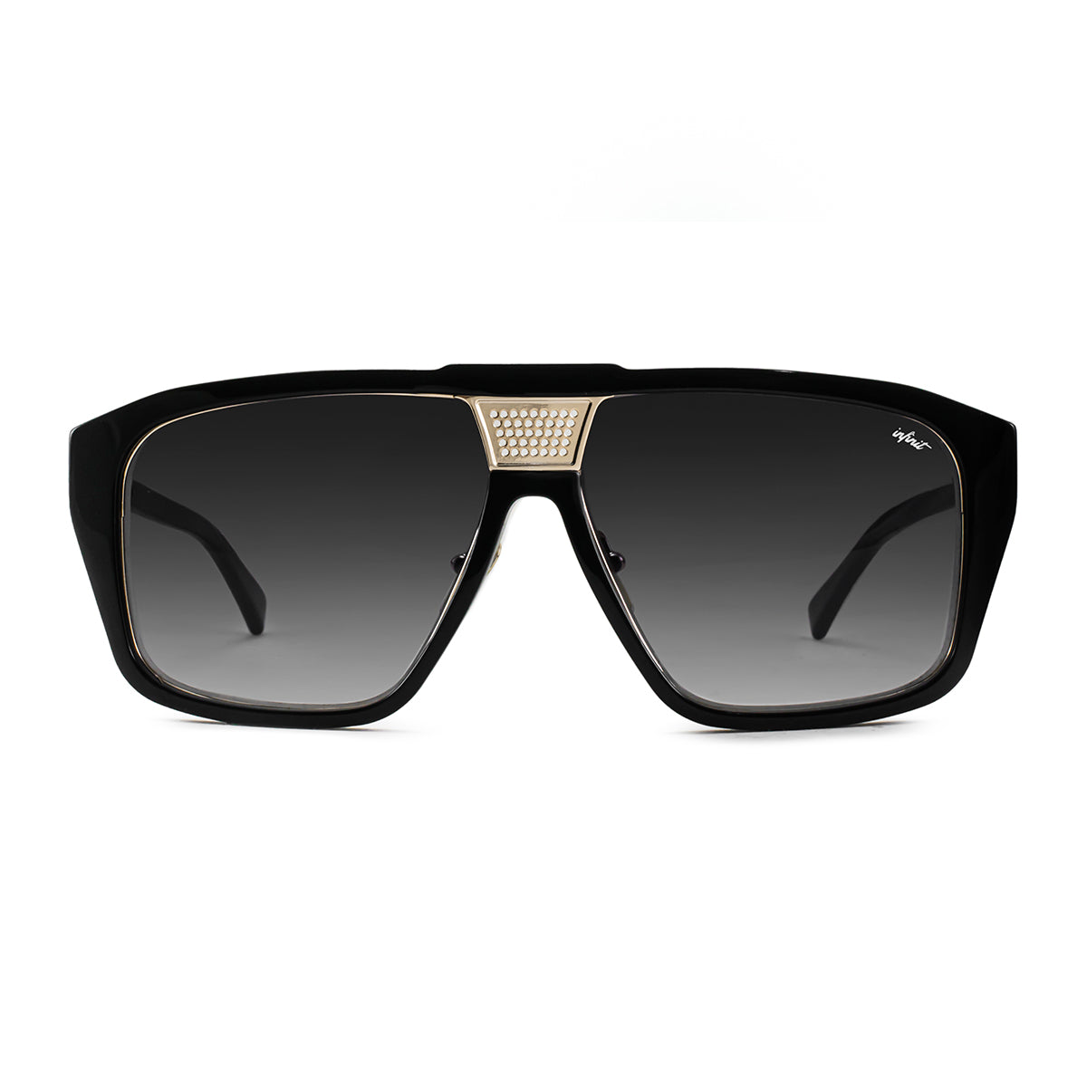 ÓCULOS DE SOL Interlagos - Luxury Series - Preto Brilhante - Lente degradada cinza