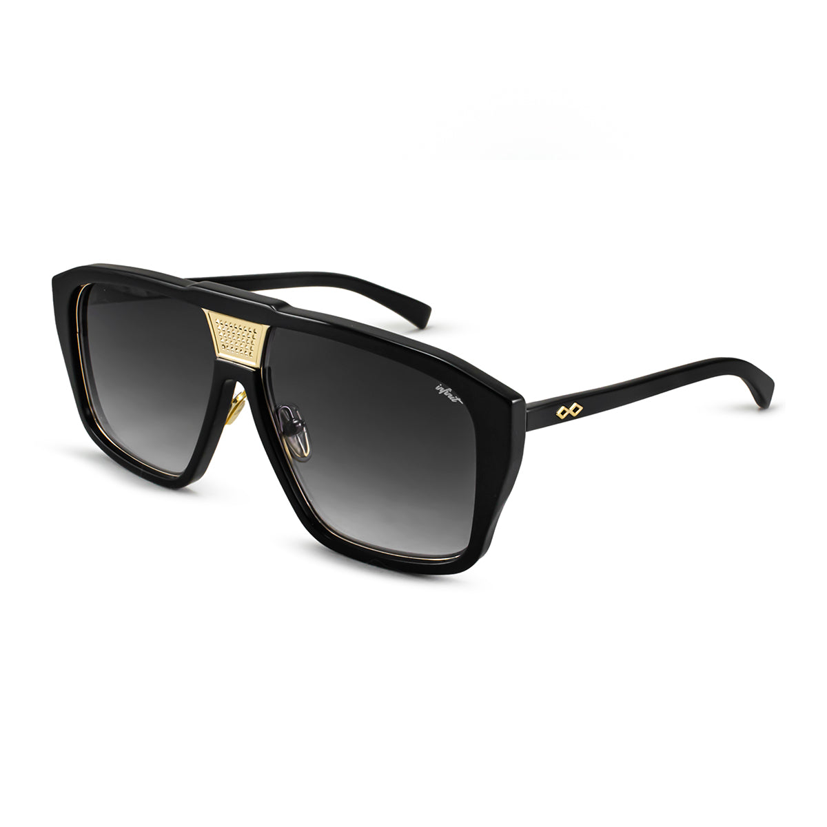 ÓCULOS DE SOL Interlagos - Luxury Series - Preto Brilhante - Lente degradada cinza