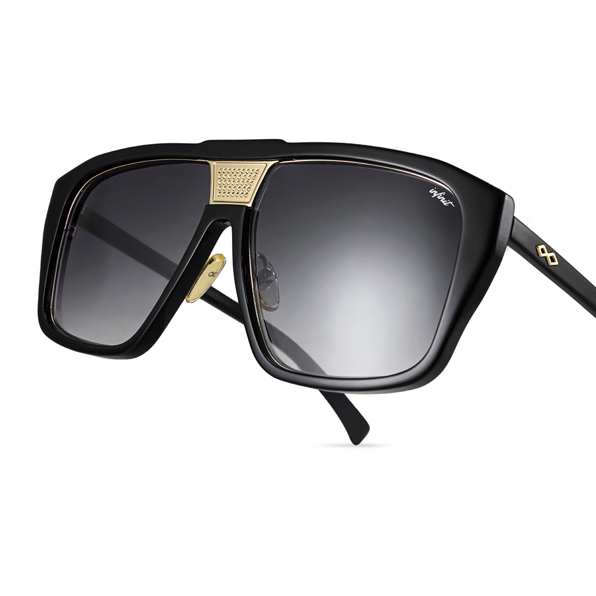 ÓCULOS DE SOL Interlagos - Luxury Series - Preto Brilhante - Lente degradada cinza