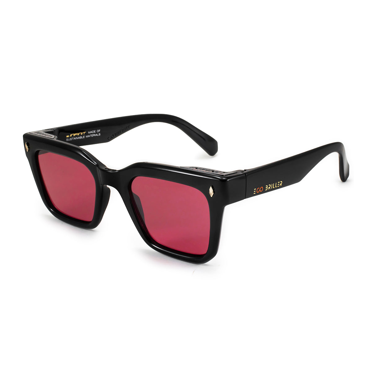 ÓCULOS DE SOL Jacobs Eco Briller - Preto Brilhante - Lente vermelho retrô