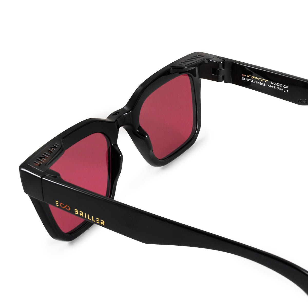 ÓCULOS DE SOL Jacobs Eco Briller - Preto Brilhante - Lente vermelho retrô