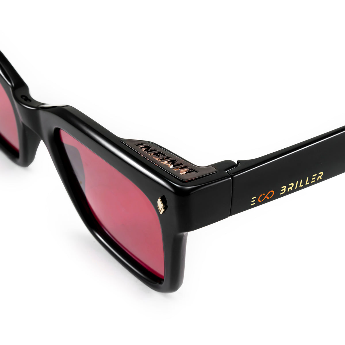 ÓCULOS DE SOL Jacobs Eco Briller - Preto Brilhante - Lente vermelho retrô