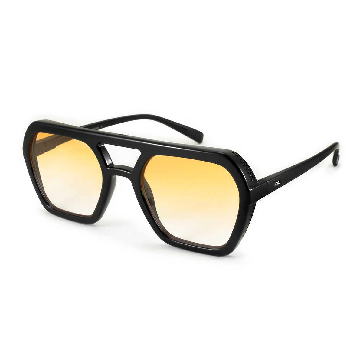 ÓCULOS DE SOL Lyon - Preto Brilhante - Lente Degradada Laranja