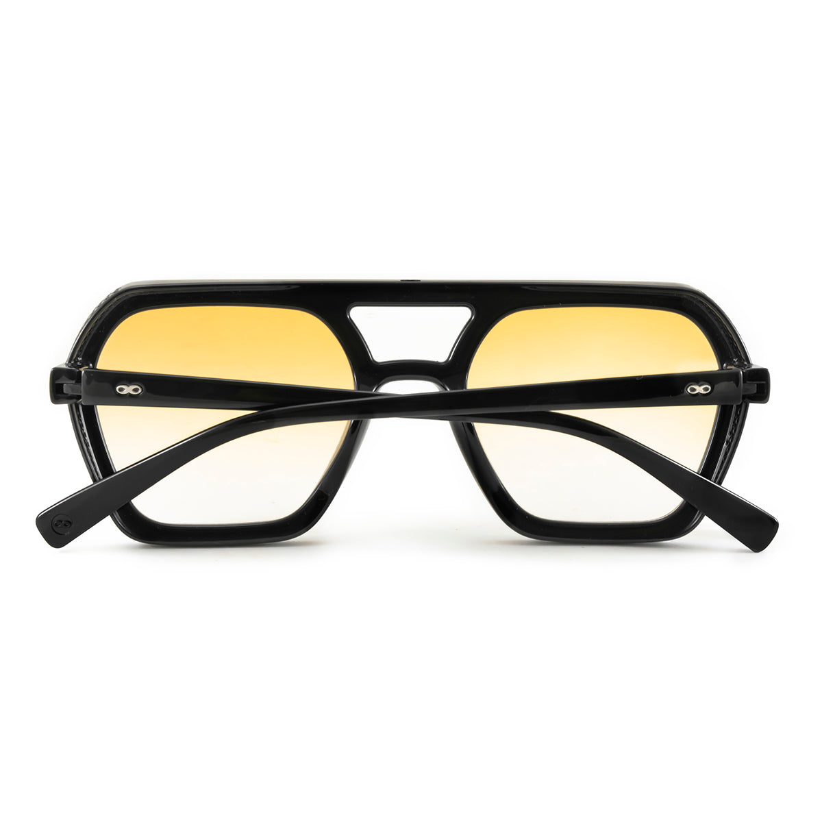 ÓCULOS DE SOL Lyon - Preto Brilhante - Lente Degradada Laranja