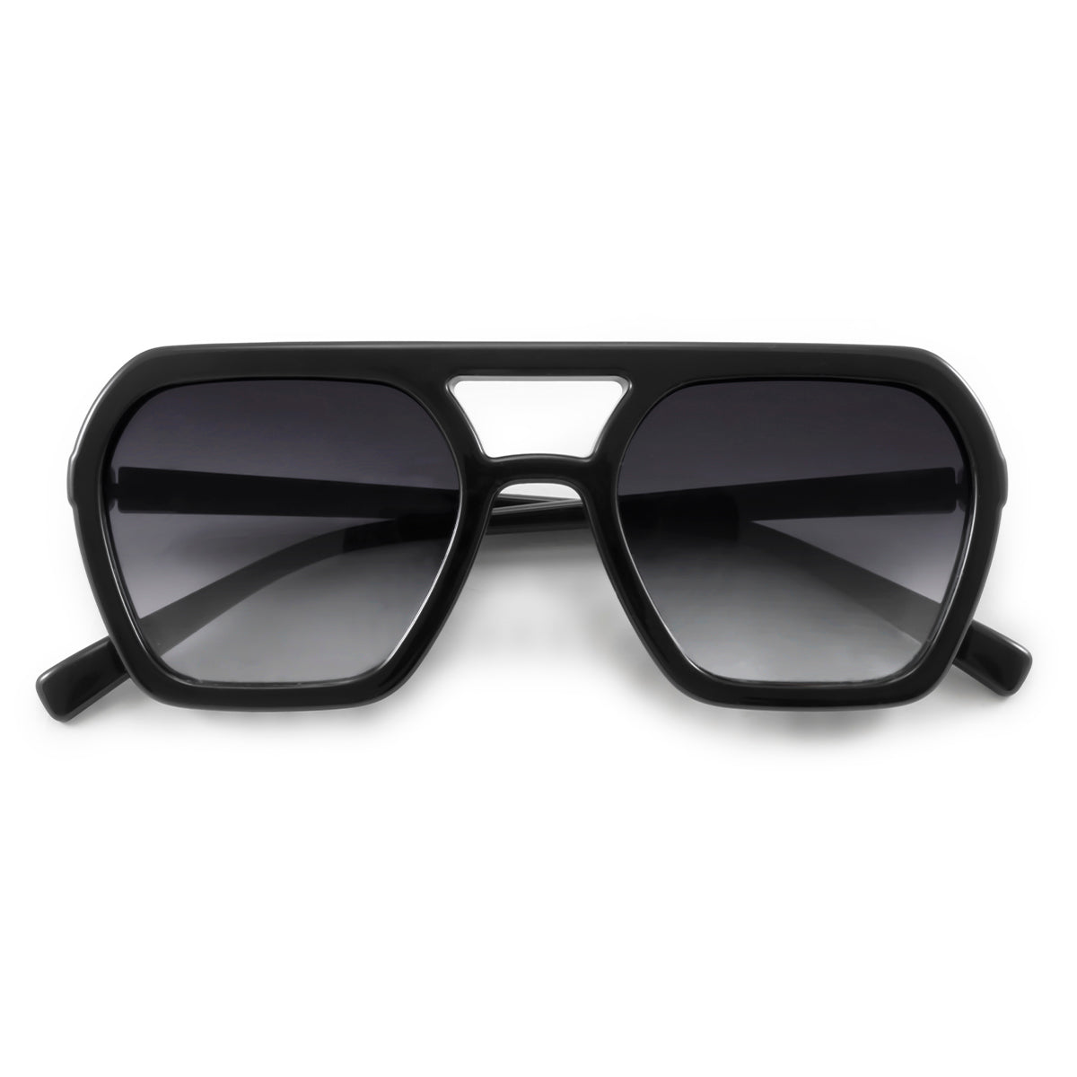 ÓCULOS DE SOL Lyon - Preto Brilhante - Lente Degradada Cinza