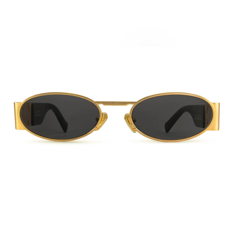 Óculos de sol Mallorca - Luxury Series - Preto Brilhante Ouro - Lente Cinza