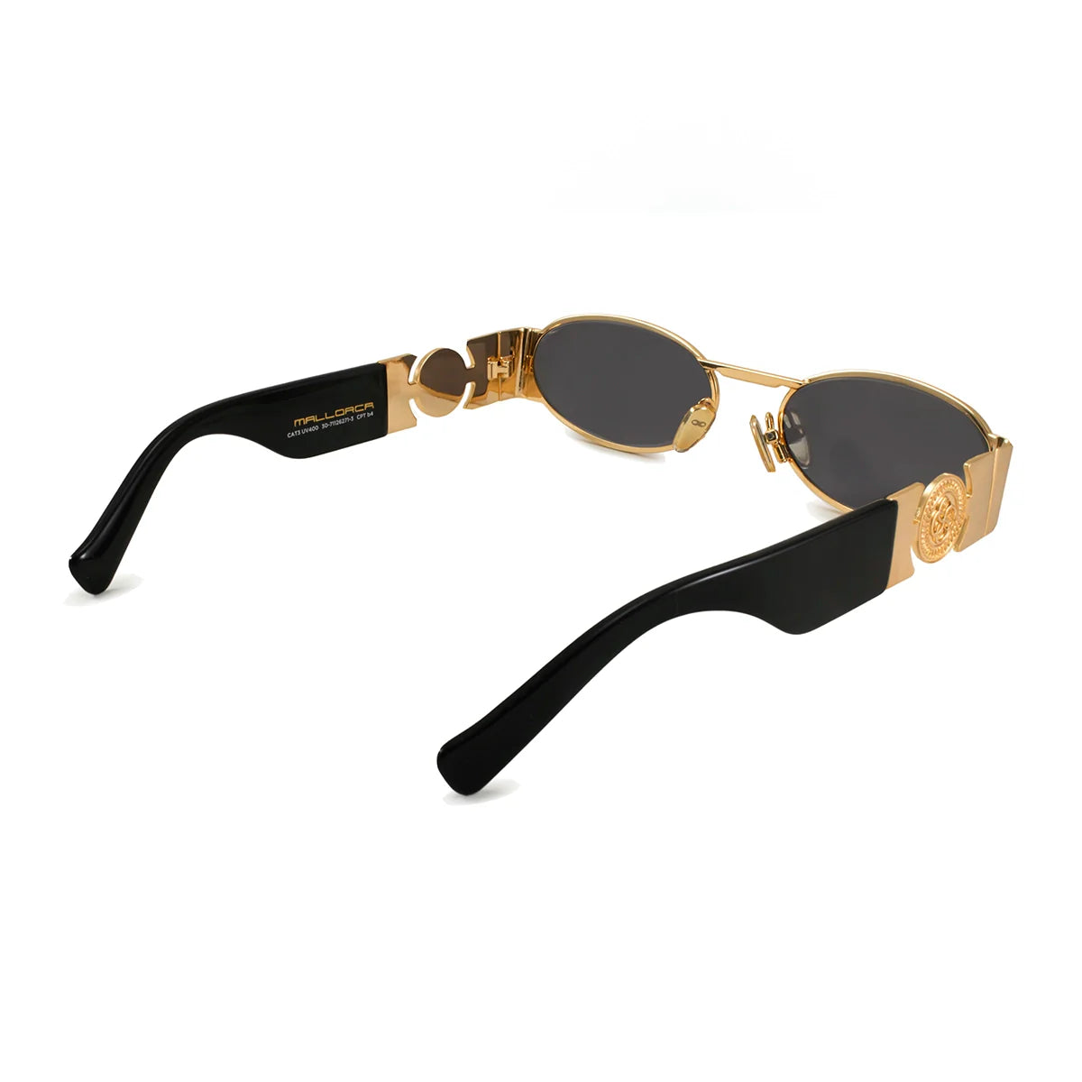 ÓCULOS DE SOL Mallorca - Luxury Series - Preto Brilhante Ouro - Lente Cinza