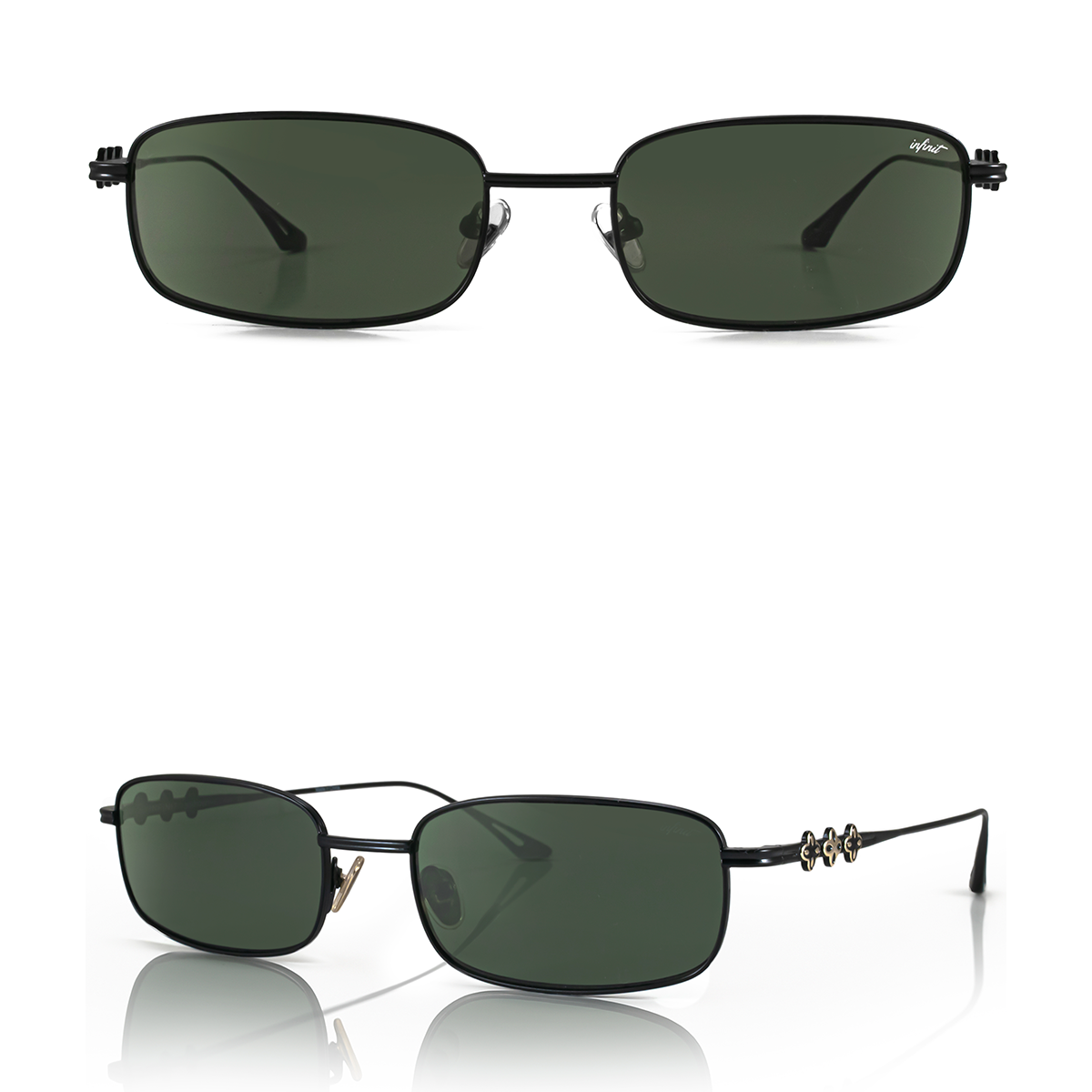 ÓCULOS DE SOL Mojave - Preto Fosco Ouro - Lente Verde