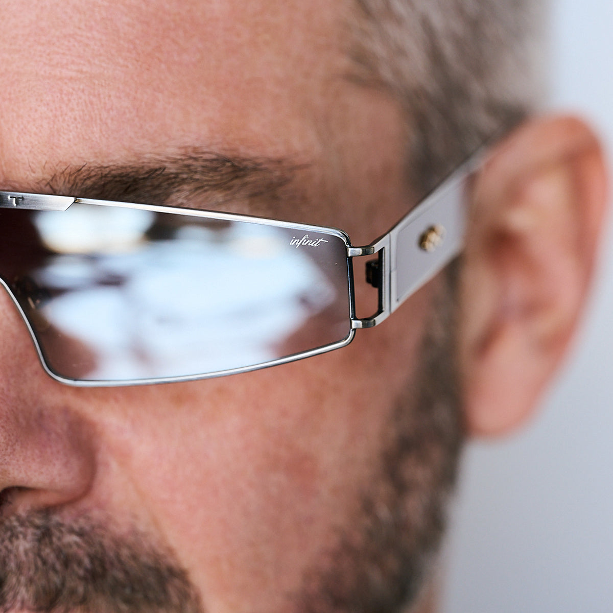 ÓCULOS DE SOL Panoramic - Prata - Lente Café Espelhada Degrade