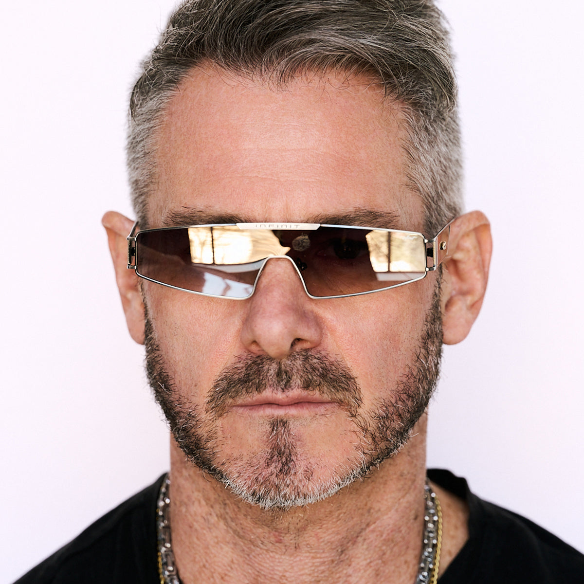 ÓCULOS DE SOL Panoramic - Prata - Lente Café Espelhada Degrade