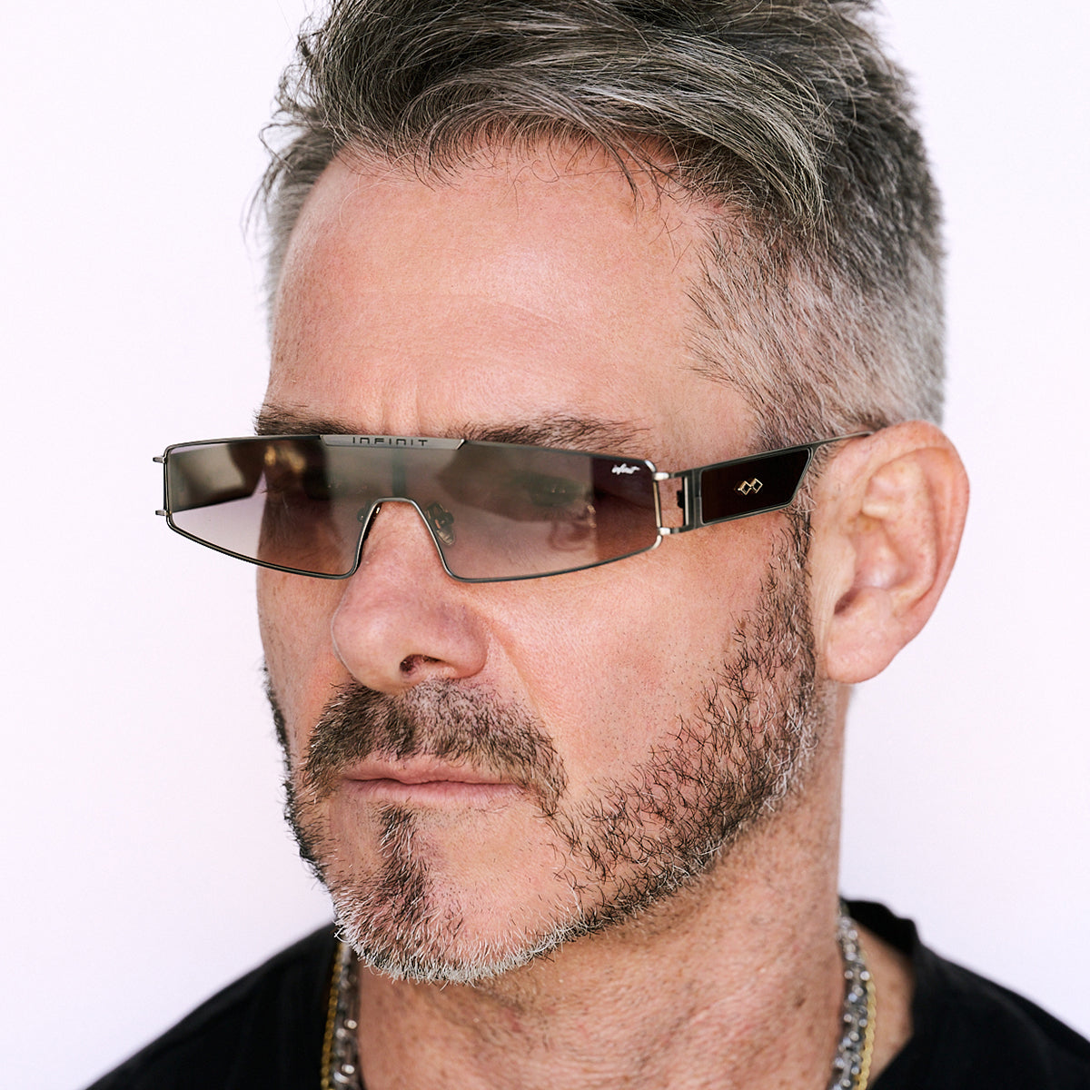 ÓCULOS DE SOL Panoramic - Prata - Lente Café Espelhada Degrade