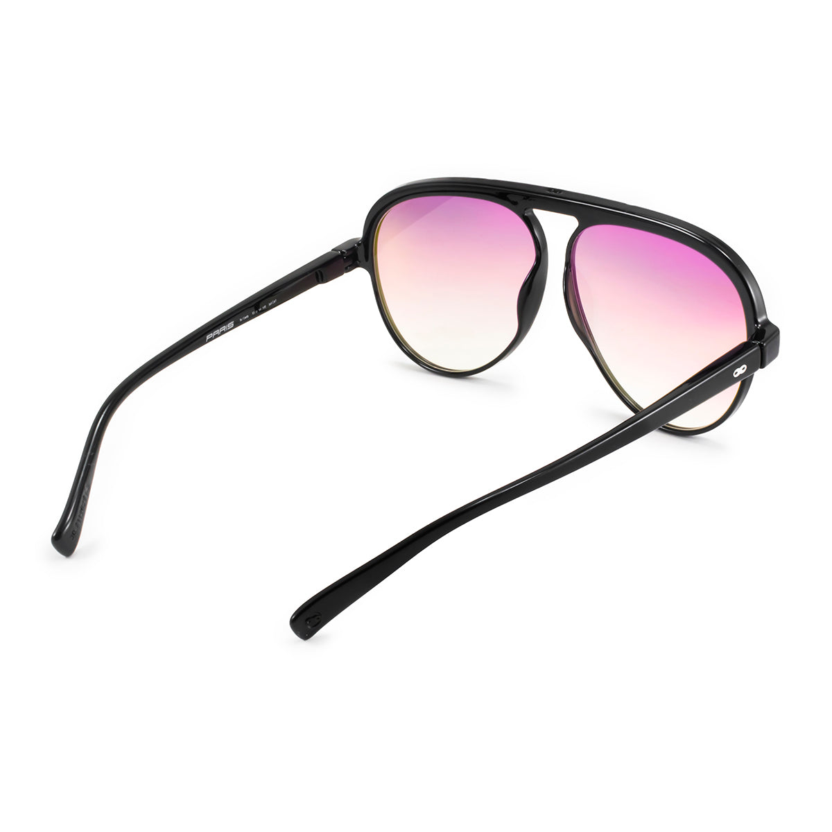 Óculos de Sol Paris - Preto Brilhante - Lente Candy Espelhada Suave