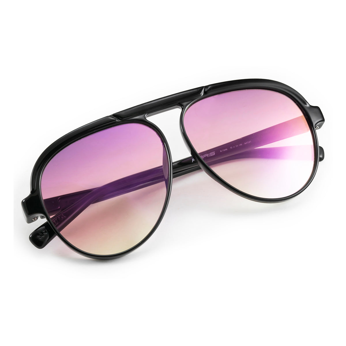 Óculos de Sol Paris - Preto Brilhante - Lente Candy Espelhada Suave