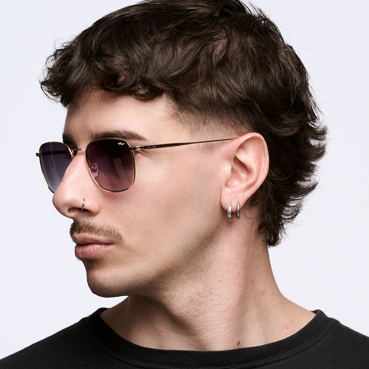 ÓCULOS DE SOL Secchia - Ouro - Lente Cinza Degradada