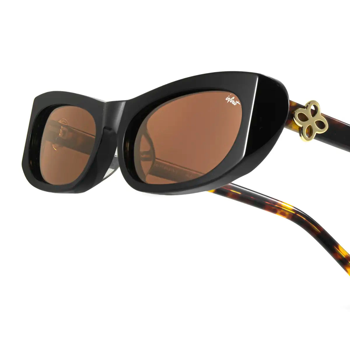 ÓCULOS DE SOL Trinity - Preto Brilhante Havana Wood - Lente Marrom