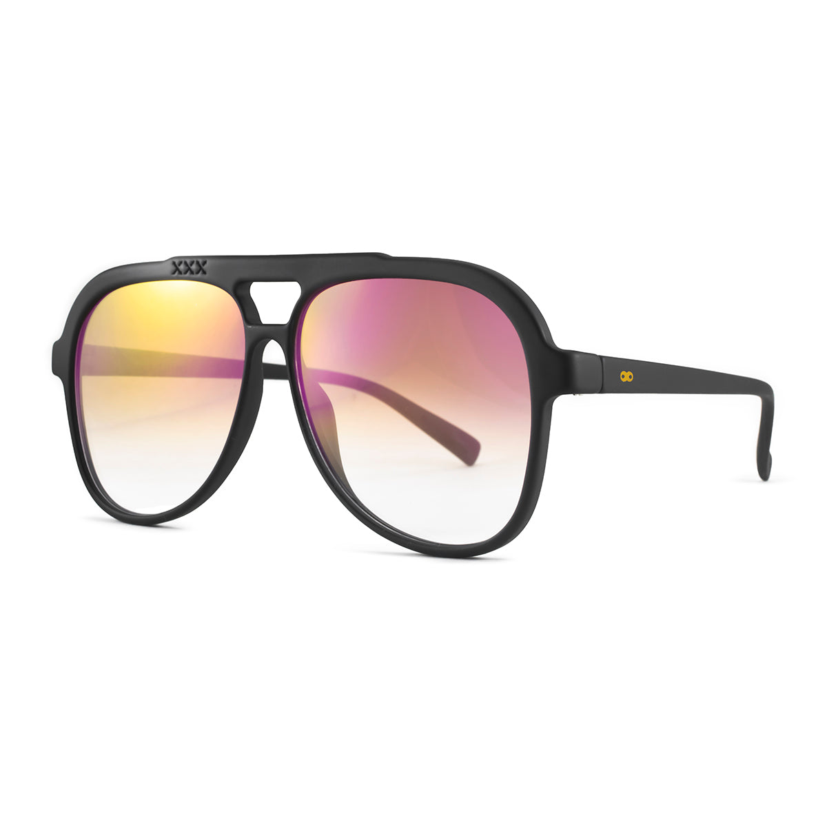 Óculos de sol triple Xxx - Preto fosco - Lente degradada rosa espelhado