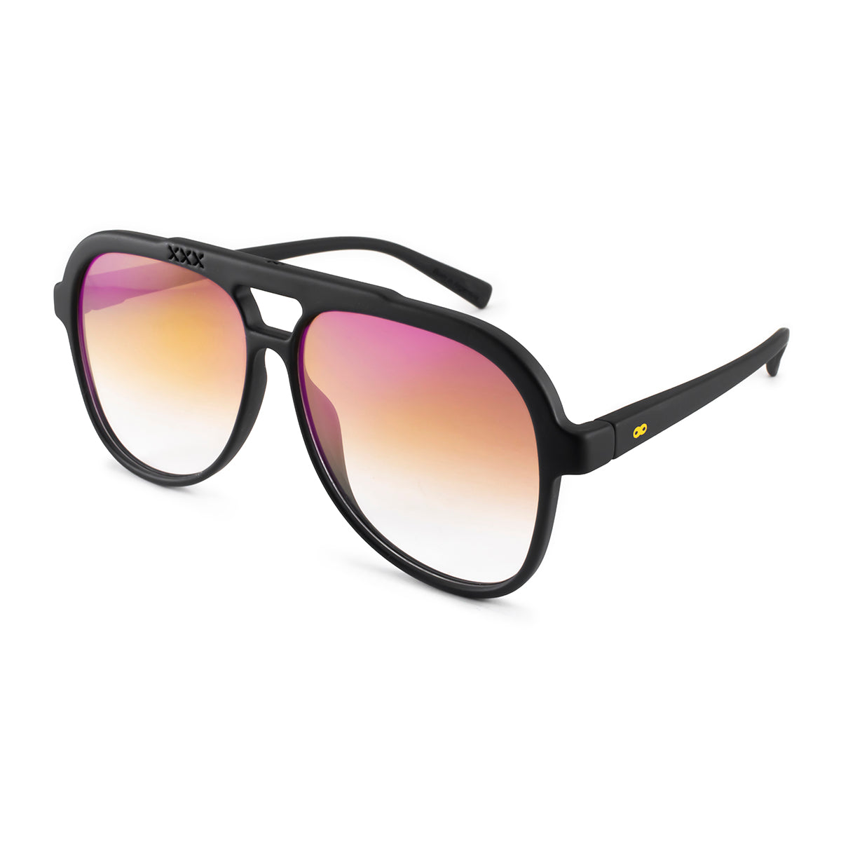 Óculos de sol triple Xxx - Preto fosco - Lente degradada rosa espelhado