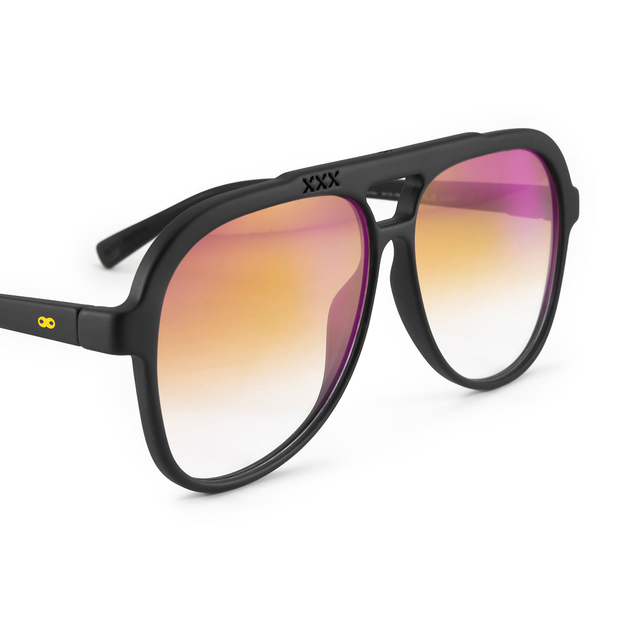 Óculos de sol triple Xxx - Preto fosco - Lente degradada rosa espelhado