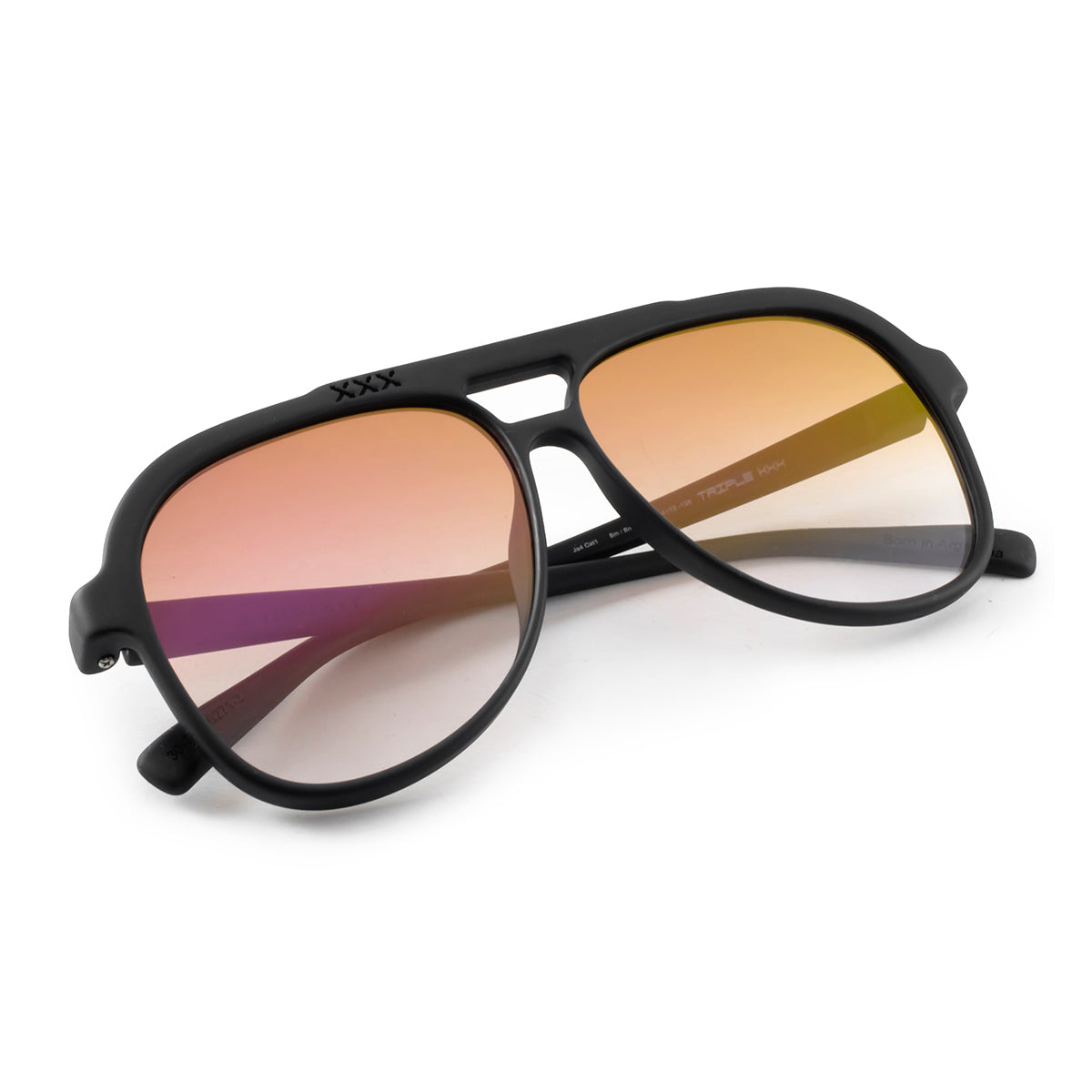 Óculos de sol triple Xxx - Preto fosco - Lente degradada rosa espelhado