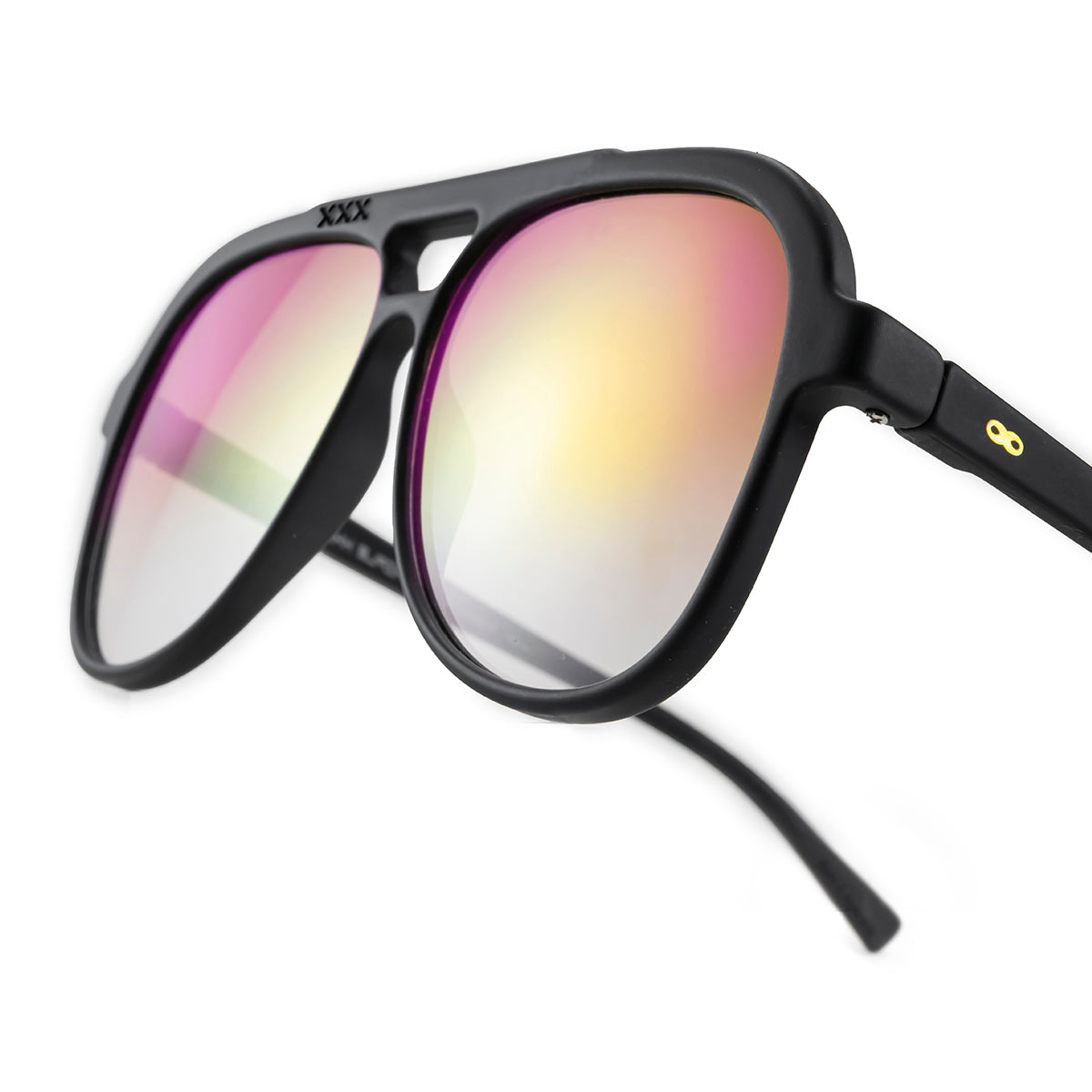 Óculos de sol triple Xxx - Preto fosco - Lente degradada rosa espelhado