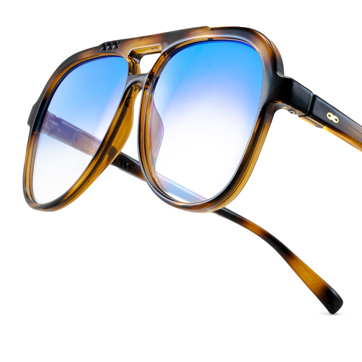 Óculos de sol triple Xxx - tartaruga - lente degradada azul espelhada