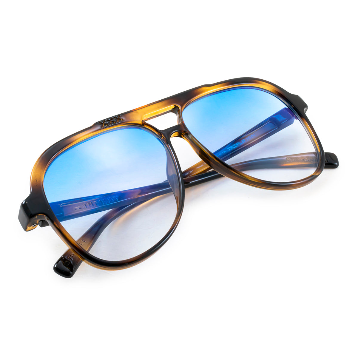 Óculos de sol triple Xxx - tartaruga - lente degradada azul espelhada