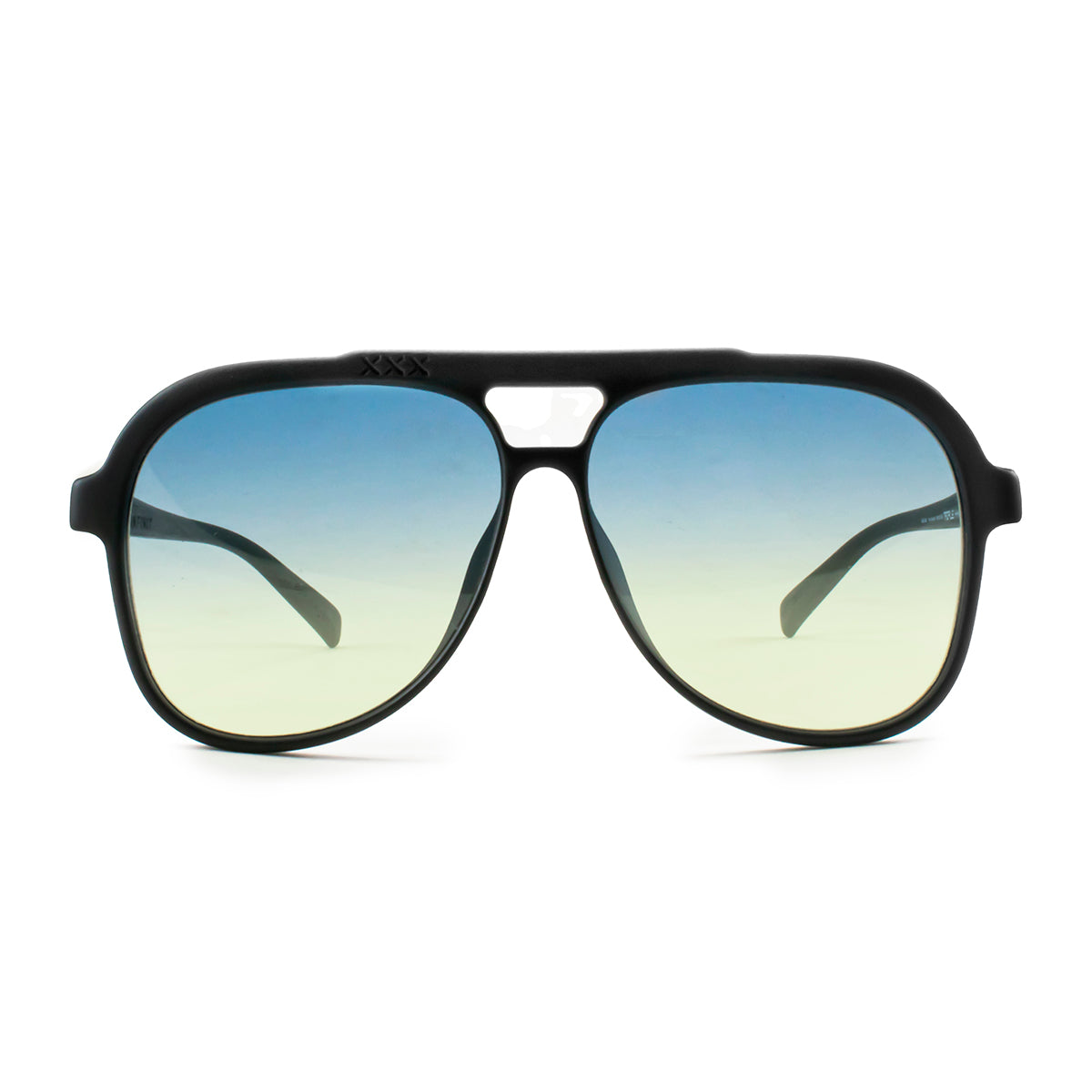 Óculos de sol triple Xxx - preto fosco - lente degradada azul amarela