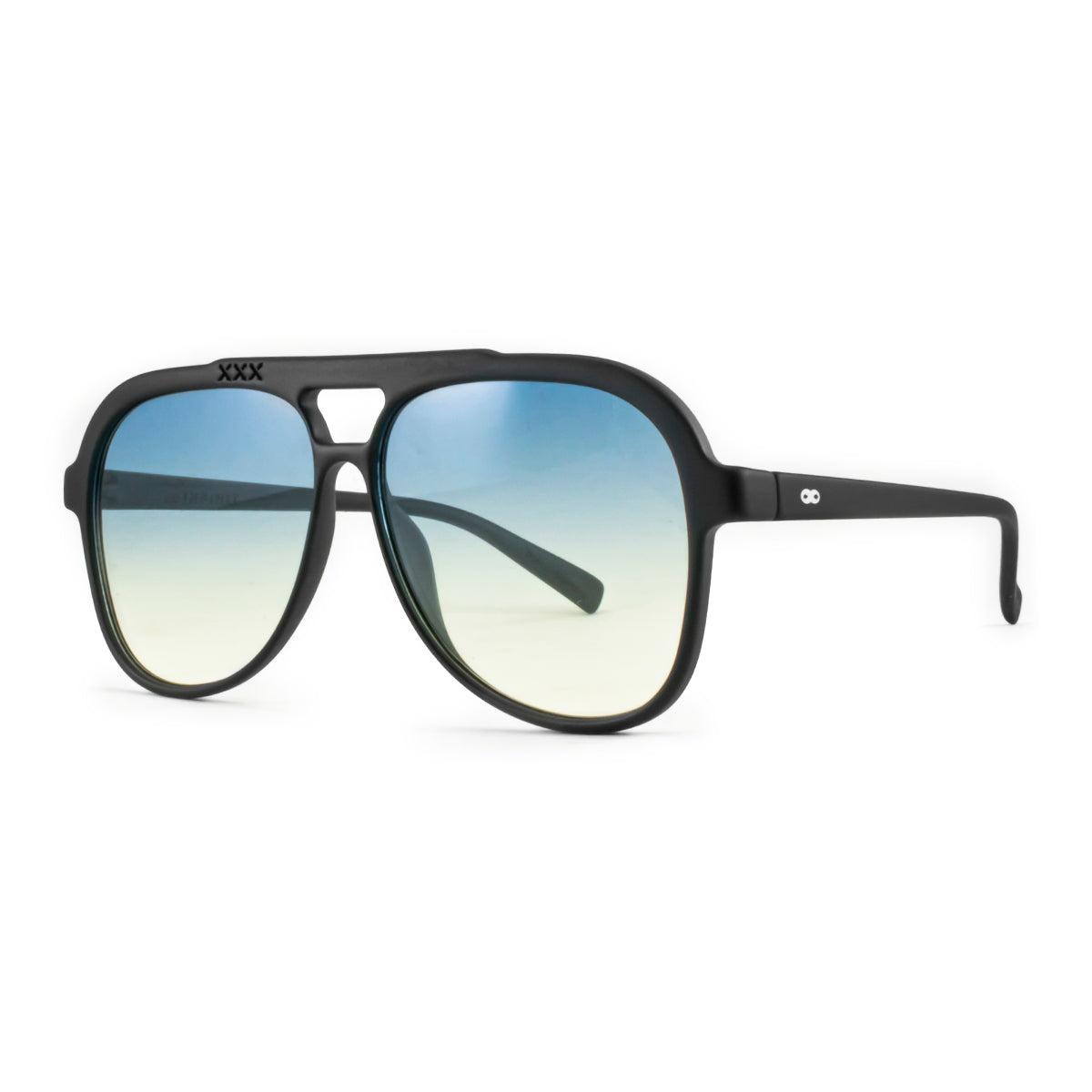 Óculos de sol triple Xxx - preto fosco - lente degradada azul amarela