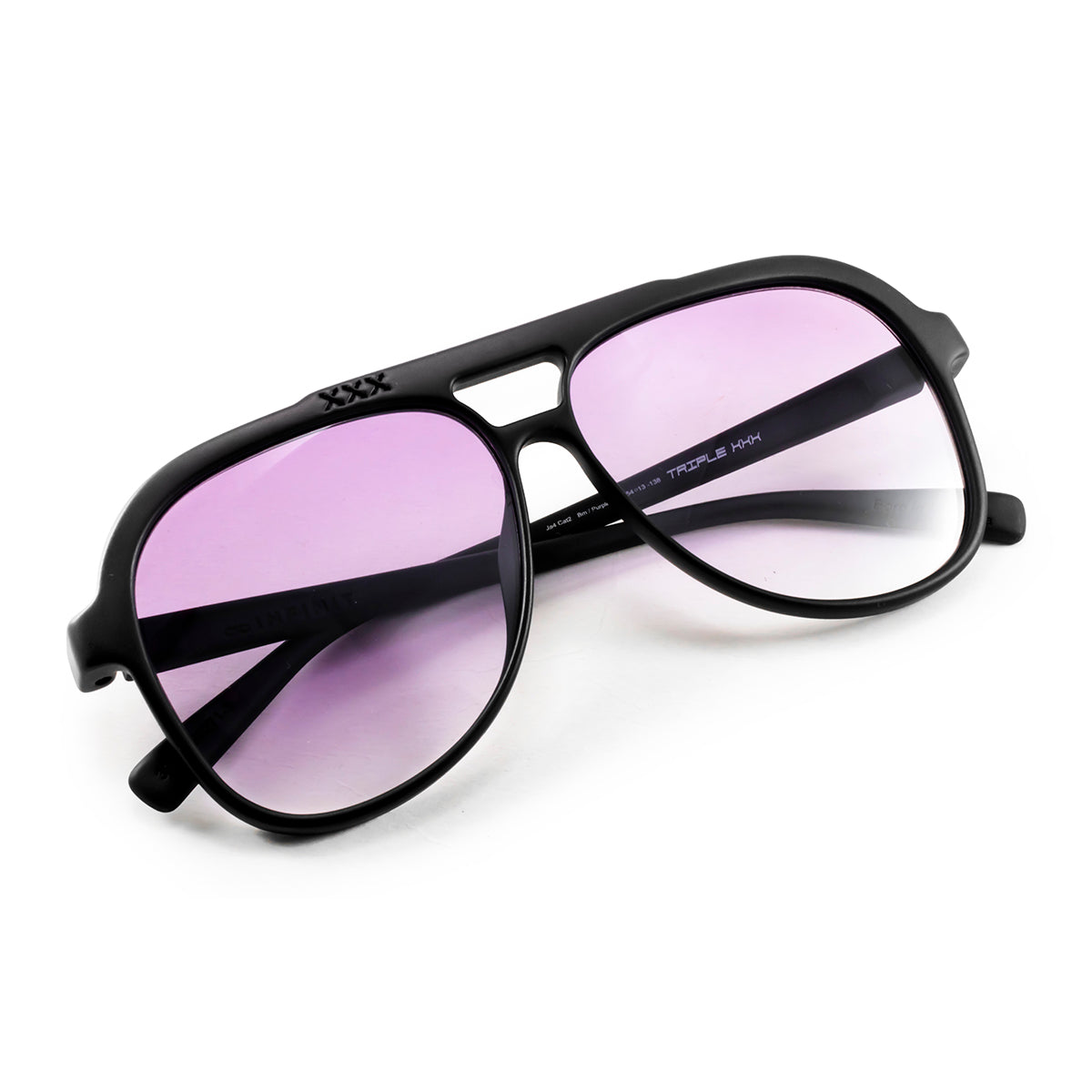 Óculos de sol Triple Xxx - Preto Fosco - Lente Roxo Degradada
