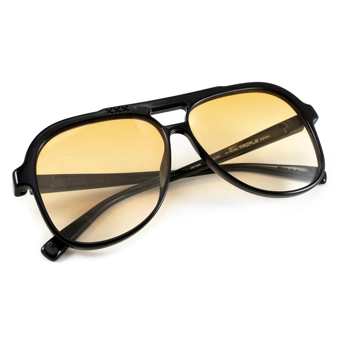 Óculos de sol triple Xxx - Preto Brilhante - lente degradada laranja