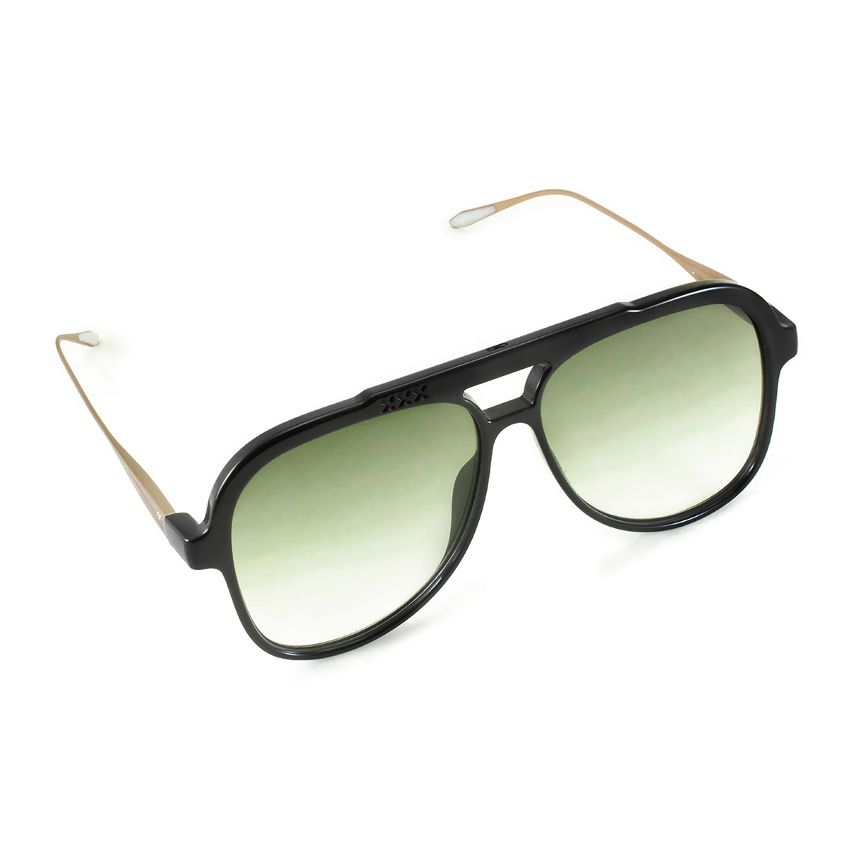 ÓCULOS DE SOL Triple XXX - Metal Preto Brilhante - Lente degradada Oliva